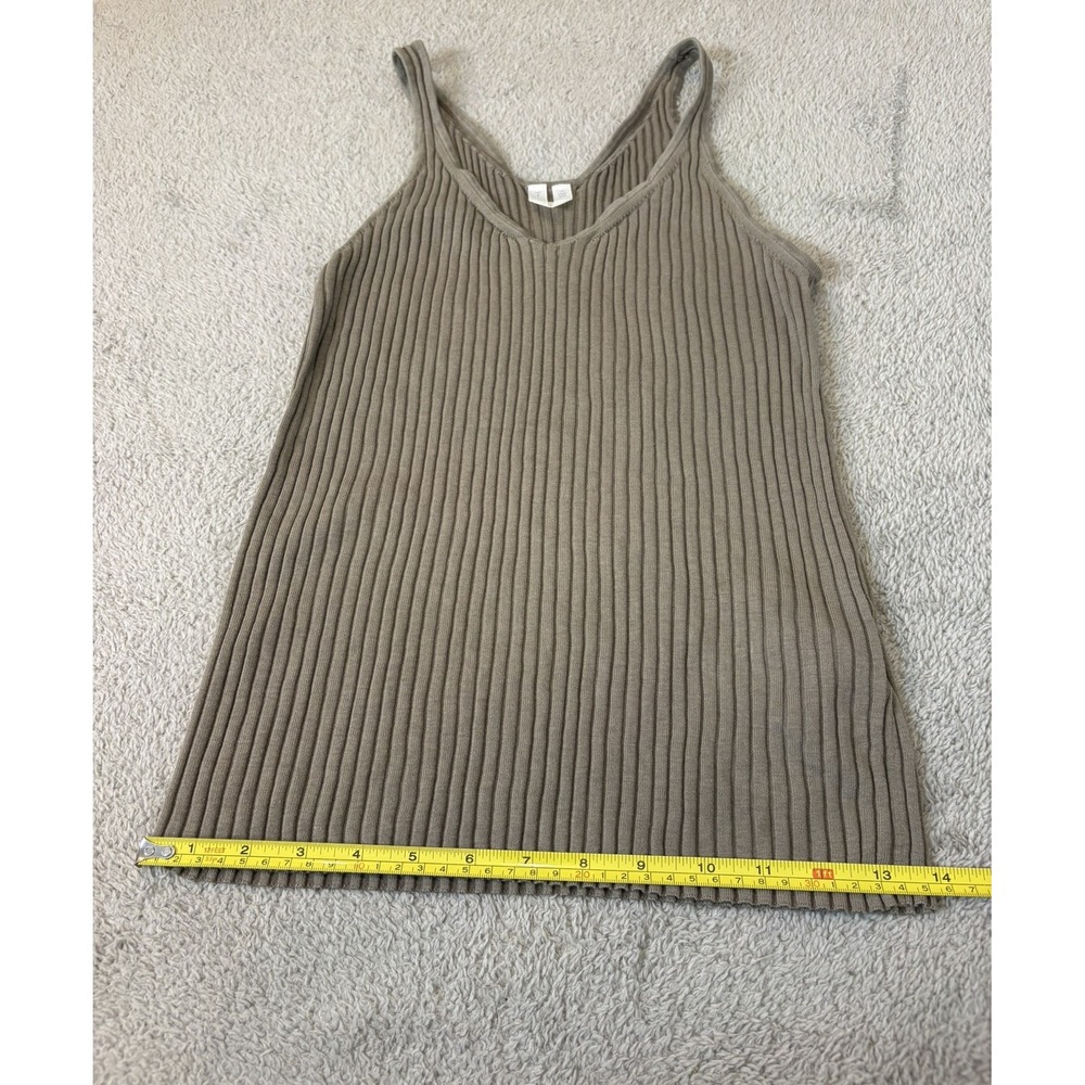 Arket Ribbed Knit Tank Top Taupe Brown V-Neck Sleeveless‎ Slim Fit Small Classic - Picture 11 of 12